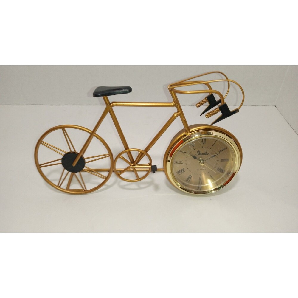 Studio Silversmith's Wrought Iron Bicycle Quartz Desk Alarm Clock MCM New